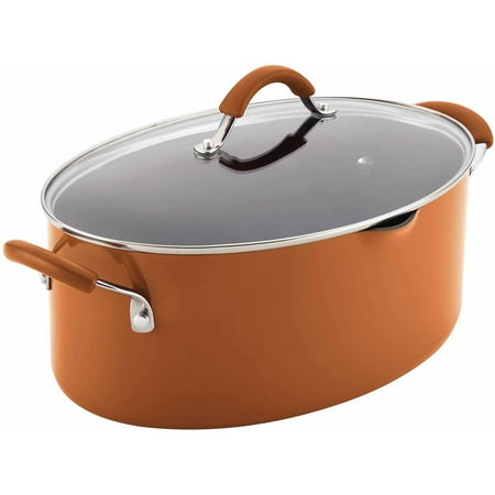 Meyer Rachael Ray Covered Pot - Rachael Ray Cucina Hard Enamel Nonstick 8-Qt Covered Oval Pasta Pot with Pour Spout