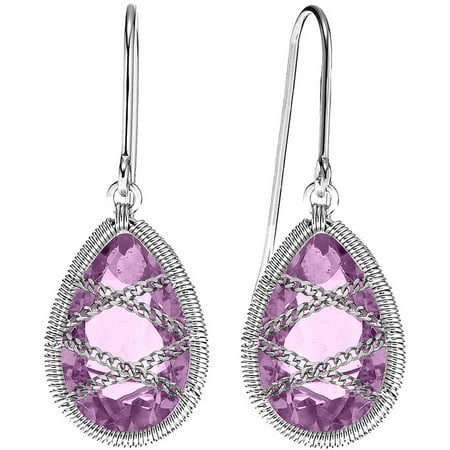 5th & Main Sterling Silver Hand-Wrapped Large Teardrop Amethyst Earrings