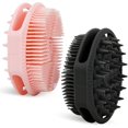 thumbnail image 1 of wonima11 2-Pack Soft Silicone Dual-Sided Body Scrubber & Loofah | Gentle Exfoliating Shower Brush for Men & Women | Creates Rich Lather, Easy to Clean (Black & Pink), 1 of 1