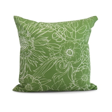 Simply Daisy, 20" x 20" Zentangle 4, Floral Print Outdoor Pillow, Green