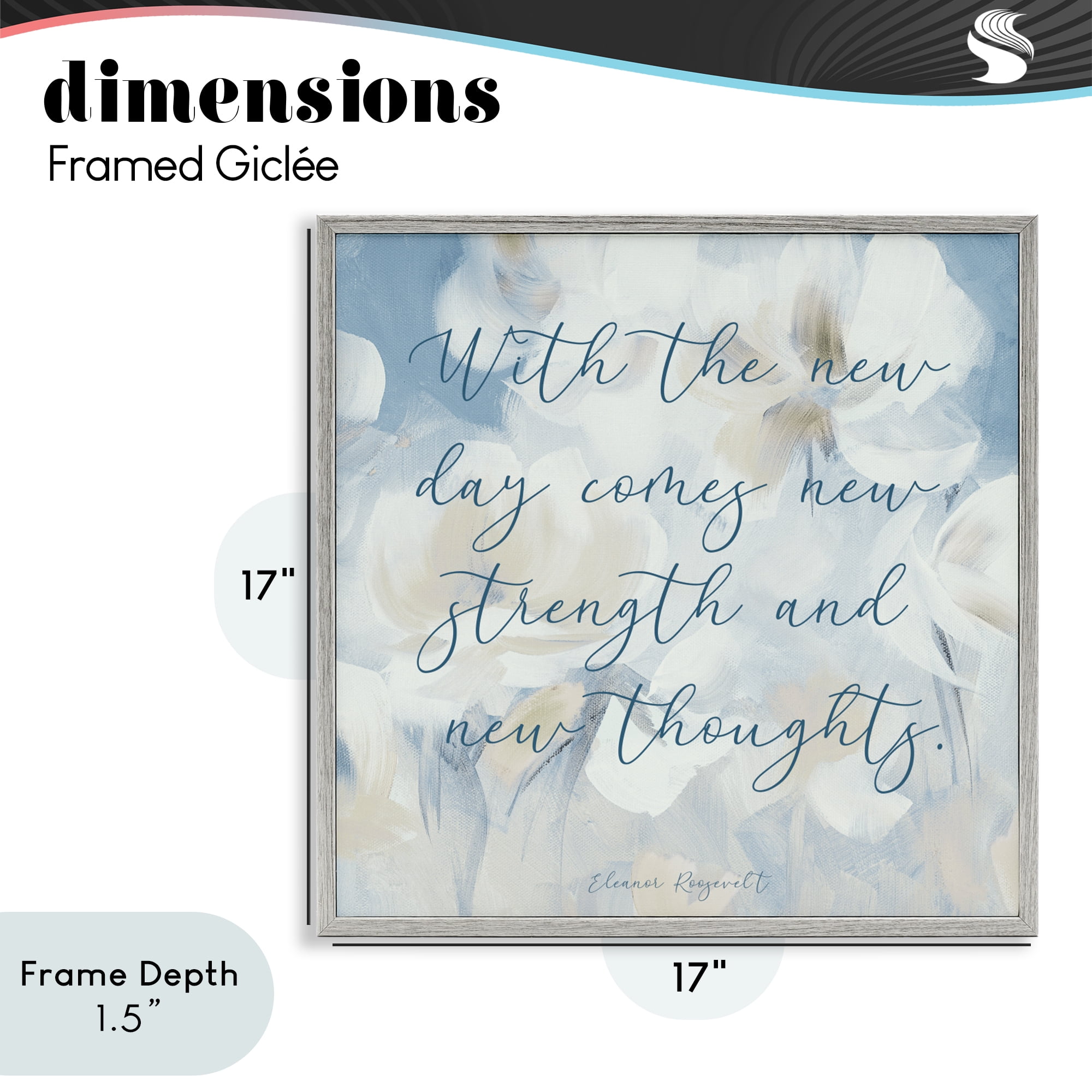 Stupell Industries Strength & New Thoughts Quote Gray Framed Giclee Art, design by Lanie Loreth