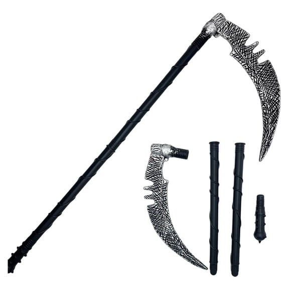 Nnndbs Halloween Ghost Head Scythe Prop, Detachable Grim Reaper Sickle Cosplay Accessory for Party Stage Decor