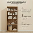 thumbnail image 6 of Lumioca 6-Tier Wooden Bookshelf, 67"H Bookcase with Adjustable Shelves (125lbs,Oak), 6 of 6