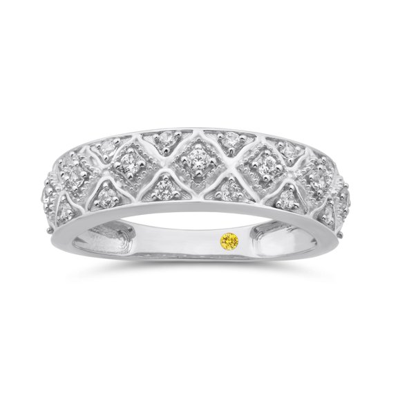 Diamond Band Rings for Women | Real 10k White Gold Plated Sterling Silver Ring | 1/4 CTTW Lab Made Diamond Anniversary Bands and Wedding Rings | Ring Size 8.5