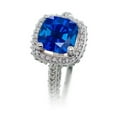 thumbnail image 2 of 2.5 Carat Cushion Cut Designer Sapphire and Diamond Halo Wedding Ring Set on 10k White Gold, 2 of 4