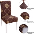 thumbnail image 2 of Dining Room Chair Covers Set of 6, Stretch Parsons Chair Slipcovers Removable Washable Spandex Printed Chair Seat Protector Cover for Hotel, Office, Ceremony, Banquet, Wedding Party (Brown/Gold), 2 of 6