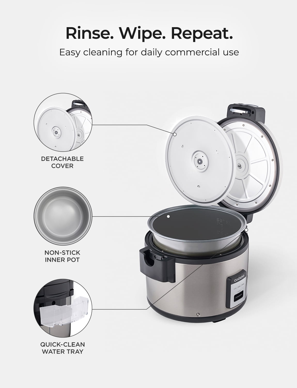 CUCKOO Commercial Rice Cooker & Warmer, Extra Large Rice Cooker 30-Cup Uncooked / 60-Cup Cooked, Professional Industrial Grain Cooker with Large Capacity, Easy One-Touch Operation, Silver (CR-3032)