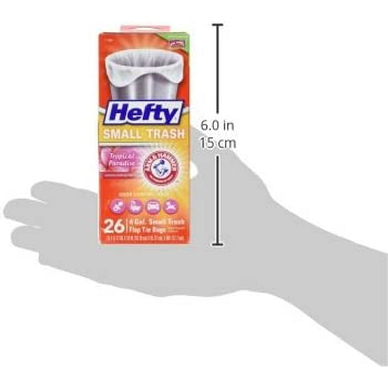  Hefty Small Garbage Bags, Flap Tie, Clean Burst Scent, 4 Gallon,  26 Count : Health & Household