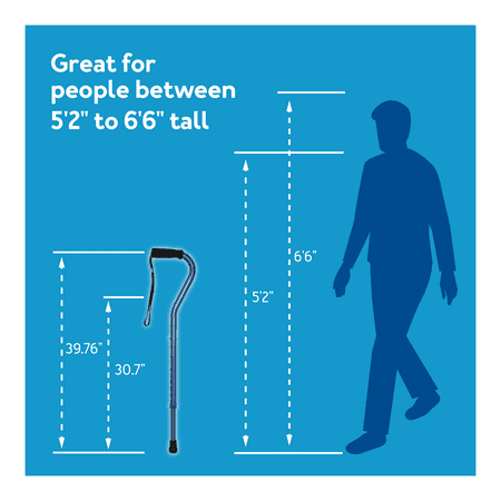 Carex Offset Adjustable Designer Walking Cane for All Occasions, Gray, 250 lb Weight Capacity