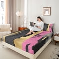 thumbnail image 4 of jejeloiu Vintage Geometric Design Twin Sheet Sets,Black Pink Gold Bedding For Adult 3pcs, 4 of 7