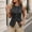 Black, variant on Women's Button Down Sleeveless Denim Top Round Neck Split Hem Casual Vest Shirt with Pockets