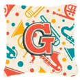 thumbnail image 1 of Carolines Treasures CJ2001-GPW1414 Lettre G Rétro Sarcelle Orange Instruments de Musique Initial Toile Tissu Coussin Décoratif, 1 of 1