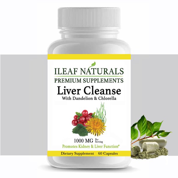 ILeaf Naturals Liver Cleanse & Detox with Dandelion & Chlorella 60