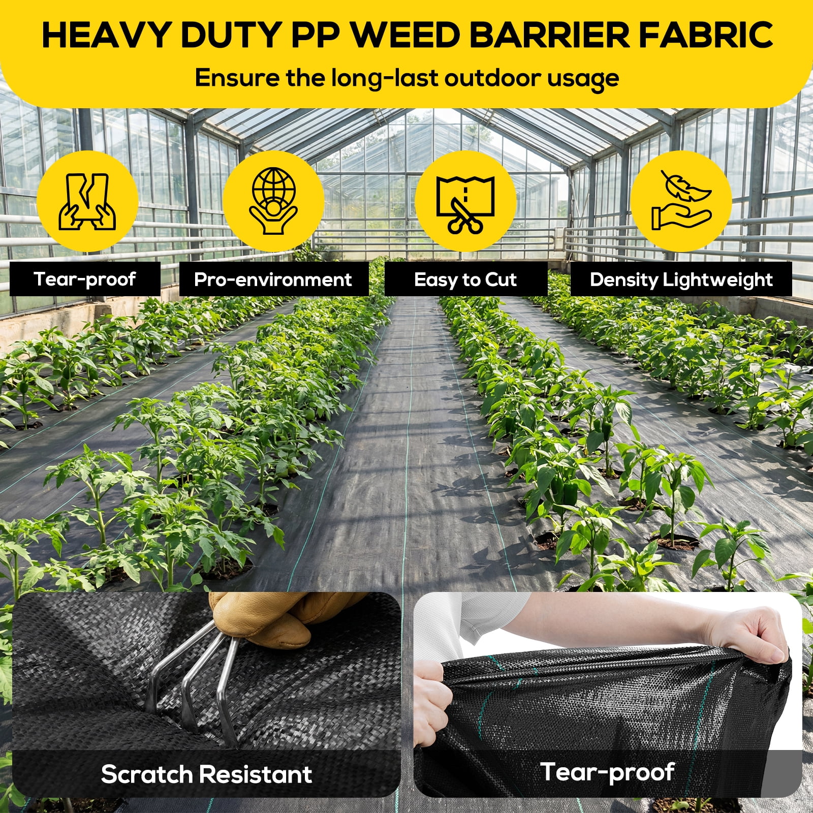 TrumanPick 4 x 300 FT Weed Barrier Landscape Fabric - 3.2oz Heavy Duty Woven Weed Blocker Commercial Grade - High Permeability Ground Cover for Driveway Underlayment, Garden & Drains