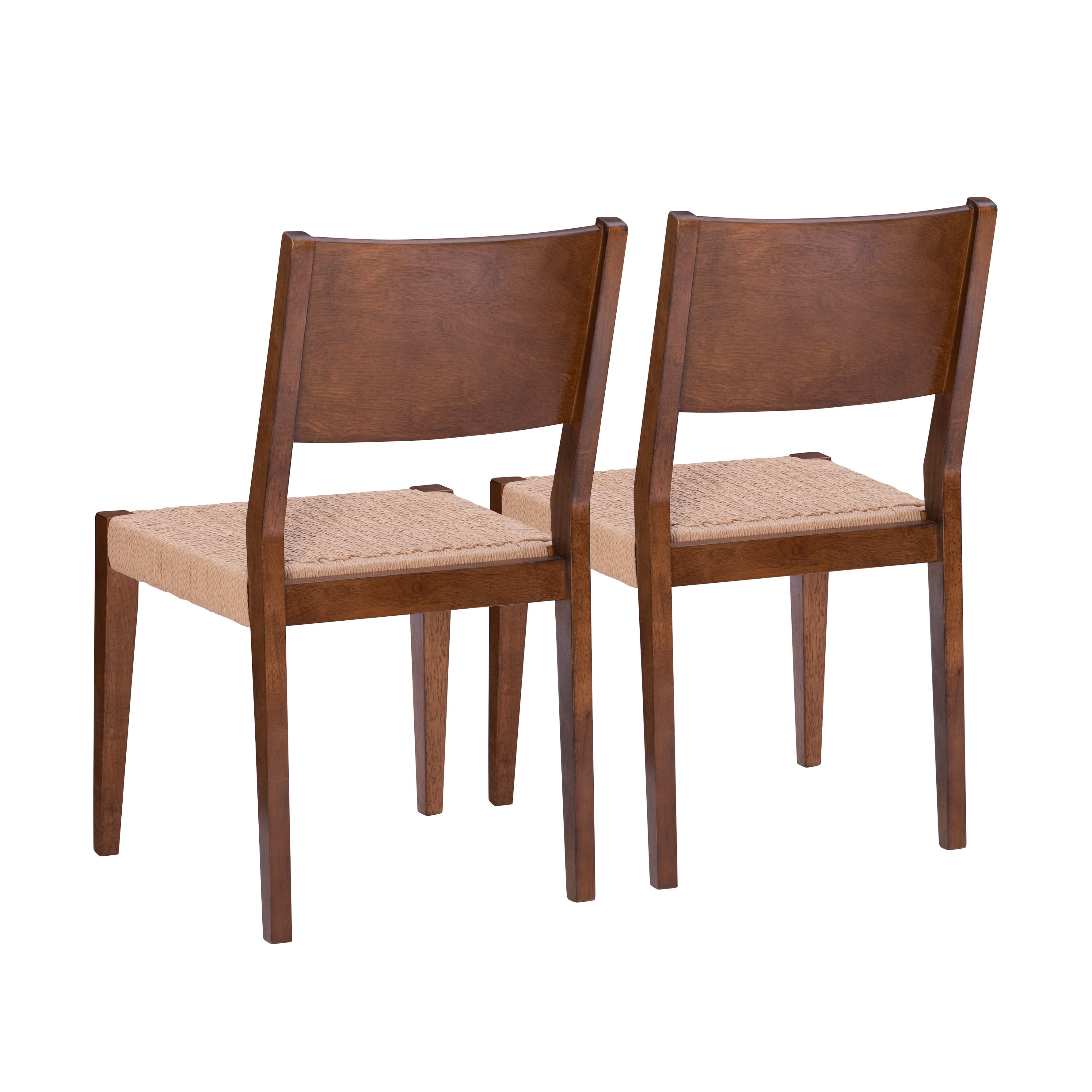 Holden Dining Chair, Set of 2, Brown with Handwoven Rope Seat