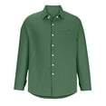 thumbnail image 5 of YLSDY Men's Sale Solid Color Long Sleeve Shirt Lapel Single Breasted Blouse Loose Fit Linen Cotton Tops Business Work Dress Shirt Green XXL, 5 of 6