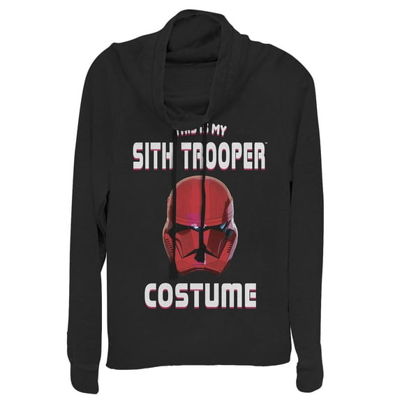 Junior's Star Wars: The Rise of Skywalker Halloween Sith Trooper Costume  Cowl Neck Sweatshirt Black X Large