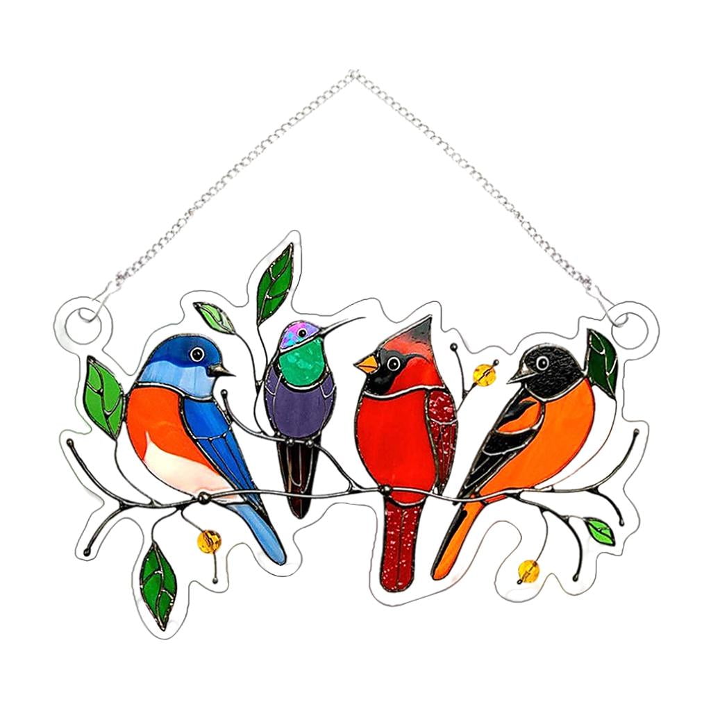 Stained Glass Panel Birds Victorian Stained Glass Window Hangings Acrylic Birds Suncatcher Decoration or The Wall or Windows 