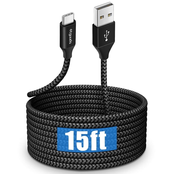 Cable USB de 4,6 m de longitud, USB 2.0 a USB tipo C, carga rápida