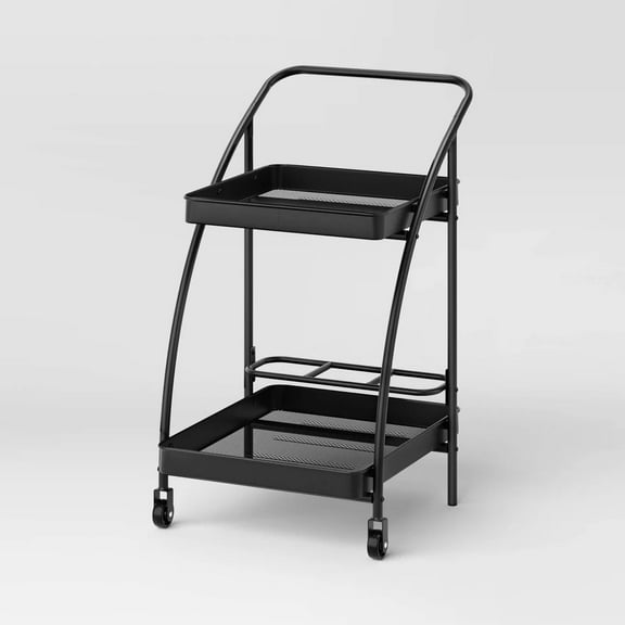 Metal Mesh Rolling Bar Outdoor Serving Cart Black - Room Essentials