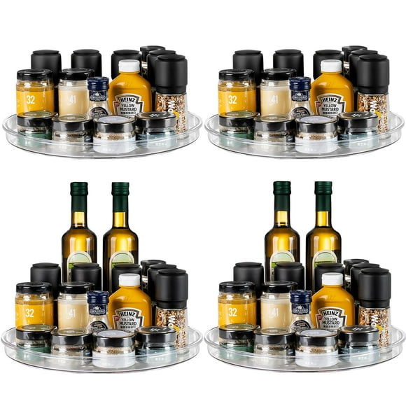 vacane 4 Pack Turntable Organizer Non-Skid, Large 13" Cabinet Lazy Susan Clear Turntable Organizer for Pantry Lazy Susan Organize