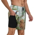 thumbnail image 2 of Balery Watercolor African Animals Wildlife Bañador para hombre, shorts de playa de secado rápido con entrepierna y forro de compresión-X-Large, 2 of 6