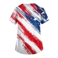 thumbnail image 4 of 250 Anniversary Usa Scrub Shirt Women American Flag Print 4th Of July Patriotic Star V Neck Tshirt Short Sleeve Classic Fit Comfy Nursing Uniforms with Pockets, #01 Watermelon Red, 5XL, 4 of 4