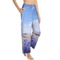 thumbnail image 6 of Salouo Lavender Fields Under Blue Sky Print Women's Pajama Pants Casual Loose Sweatpants PJs Flowy Pants Drawstring Palazzo for Women Wide Leg Pants Lounge Pajama -Small, 6 of 8