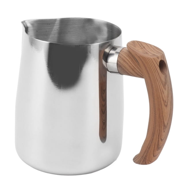 304 Stainless Steel Milk Frothing Cup with Comfortable Handle, Dripless Spout, Inner Scale, Multifunctional for Coffee, Tea, and More