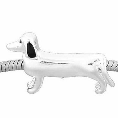 Dachshund Pandora Charm Buckets of Beads Stainless Steel Dachshund Weiner Dog Charm Bead Fits Pandora Style Charm Bracelets ()