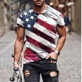 thumbnail image 1 of Blusas y camisas de manga corta y cuello redondo para hombre. Blusas de manga corta con cuello redondo y estampado del Día de la Independencia para hombre. Blusa para hombre., 1 of 5