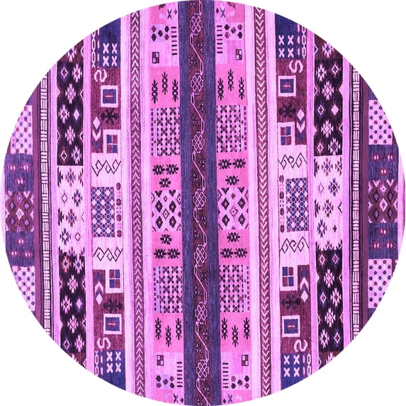 Ahgly Company Indoor Round Abstract Purple Modern Area Rugs, 6' Round
