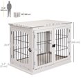thumbnail image 3 of PawHut 26" Wooden Dog Cage Pet Crate Kennel w/ Double Door Entrance, White, 3 of 10