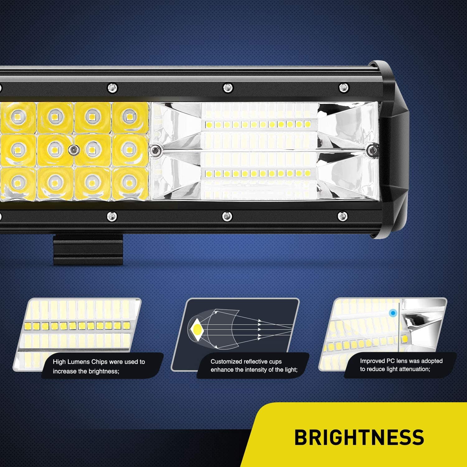Nilight LED Light Bar 2PCS 12Inch Triple Row Flood Spot Combo Beam Super Bright Led Bar Driving Lights Boat Lights Led Off Road Lights for Trucks,2 Years Warranty