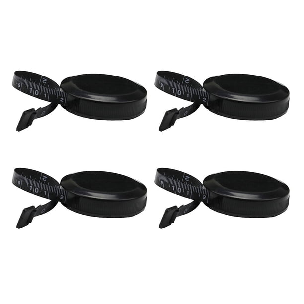 Cinta métrica de plástico mini de 150 cm, 4 unidades, anticaída, escala métrica, para el hogar, color negro