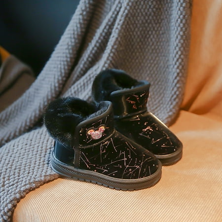 

Girls‘ snow boots 2024 winter new children‘s shoes children‘s fleece-lined padded cotton boots boys non-slip warm cotton shoes