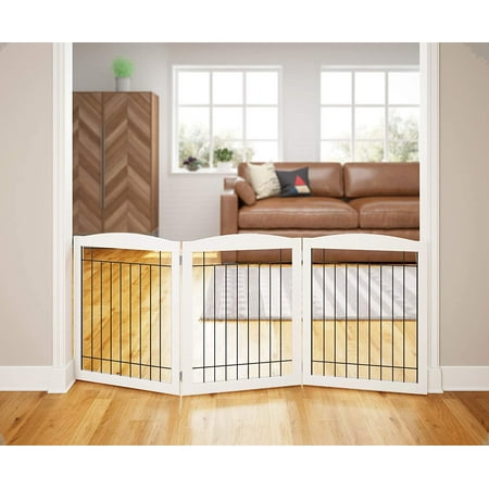 UPC: 0788601002042 | PAWLAND Wooden Freestanding Wire Pet Gate for Dogs  3 Panel Step Over Fence  Dog Gate for The House  Doorway  Stairs  Extra Wide Tall Pet Safety Fence Christmas tree fence (White  30  Height-3 Panels)