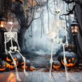 thumbnail image 2 of 5.4FT Halloween Light-up Skeleton Decor, Movable Joints Realistic Full Body Bones Skeleton Prop with Glowing Eyes, 2 of 10