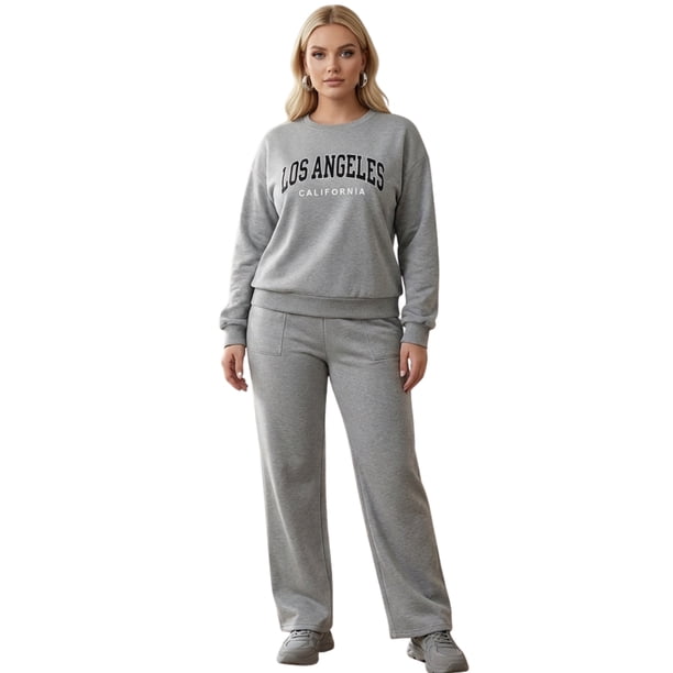 Conjunto Casual 2 Piezas Sudadera y Pants con Estilo Urbano, Cómodo y Diseño Atemporal para Mujer
