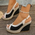thumbnail image 6 of Hurxie Womens Wedge Sandals Peep Toe Espadrilles Platform Ankle Strap Slingback Comfort Summer Dressy Shoes Black 42, 6 of 7