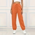 thumbnail image 2 of Trousers Pants for Women Solid Color Casual Straight Leg Joggers Elastic Waist Drawstring Pockets Sweatpant Soft and Comfortable, 2 of 7