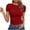 Wine, variant on Uaswgudfs Women's Solid Color Fitted Crew Neck Short Sleeve Blouse - Soft Basic Cotton Tee Tops for Casual Wear