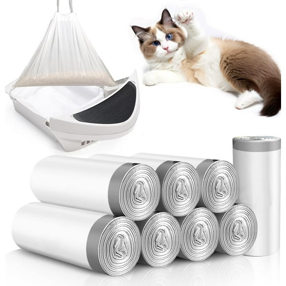 AIR-160 Count Cat Litter Box Liners with Drawstring, Compatible with Litter Box Robot 3 & 4, Cat Litter Bag Replacement, Self-Cleaning Cat Litter Trash Bags, 10-12 Gallons (160 Count)