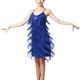 thumbnail image 2 of Vestido con borlas de lentejuelas para mujer, cuello en V, flecos en capas, para club, jazz, cha cha SG, 2 of 9