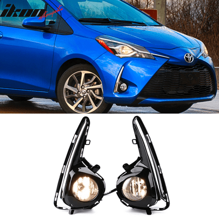 - Fits 18-19 Toyota Yaris OE Style Foglights Kit ABS Black Housing Clear Lens