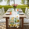 thumbnail image 4 of Table Runners 70 Inches Long Dress Scarves, Spring Gnomes Farmhouse Coffee/Dining/Kitchen Table Decor, Holiday Table Runner, Botanical Yellow Flowers Leaves Wooden Plank 13x70 Inch, 4 of 9