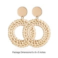 thumbnail image 2 of Sonducket Articulos Trenzados Rattan Boho Aretes Circulares Con Hoja Cobre Comodos Exquisito Moda Atractiva Joyeria Blanco Type3 NO3, 2 of 5