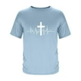 thumbnail image 4 of VBTAPA Men's Valentine's Day T-shirt Heartbeat Cross Graphic Tee Shirt Short Sleeve Crew Neck Tees Christian Gifts Sky Blue M, 4 of 6