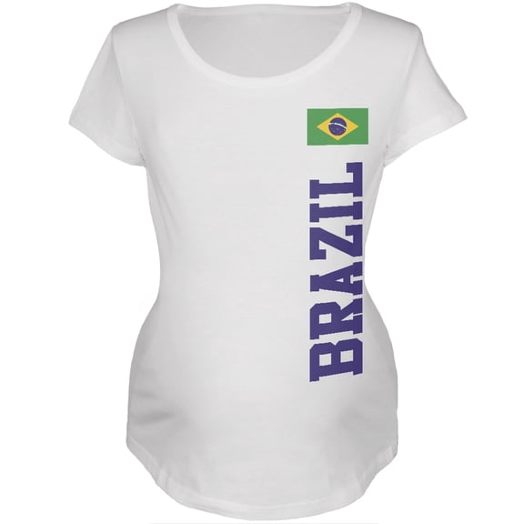 World Cup Brazil White Womens Soft Maternity T-Shirt - Large