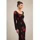 thumbnail image 3 of Vestido Bellabarnetten Monroe con cuello en V y manga larga con estampado largo, 3 of 6
